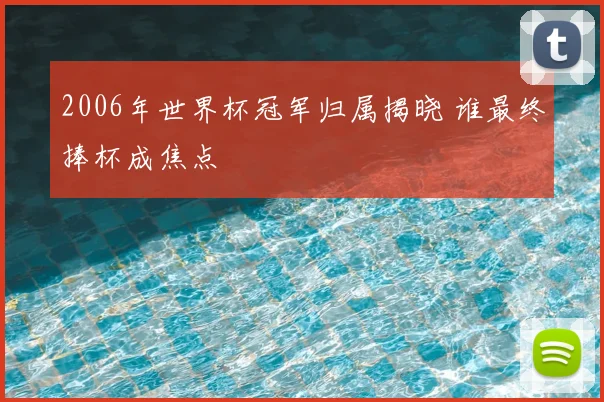 2006年世界杯冠军归属揭晓 谁最终捧杯成焦点